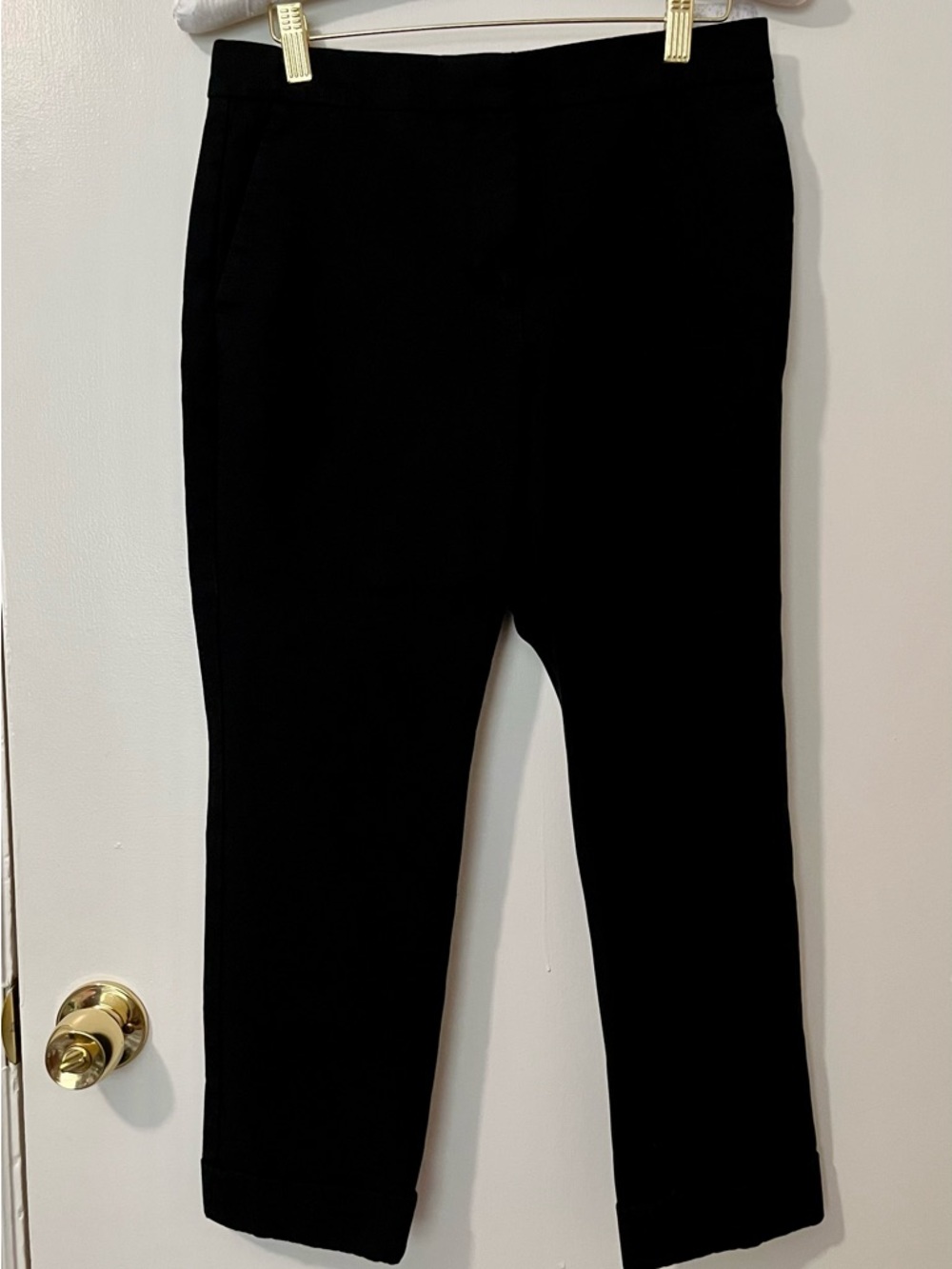 Ann Taylor Black Cropped Straight-Leg Trousers